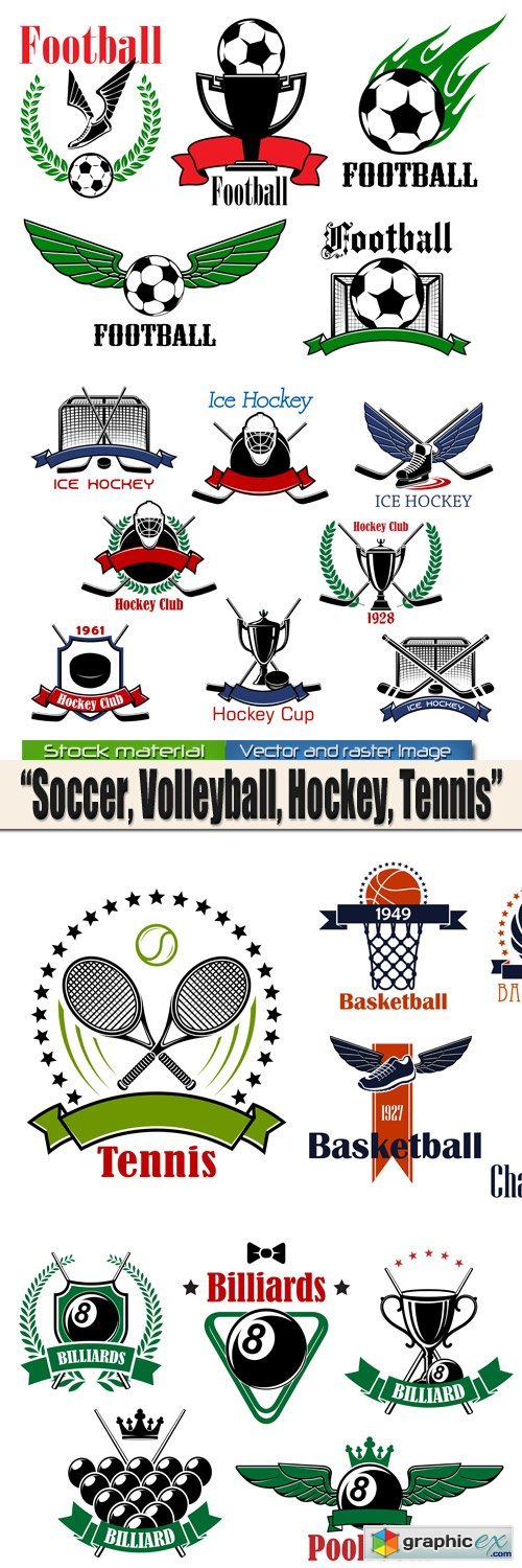 Soccer, Volleyball, Hockey, Tennis - Sports emblem 2