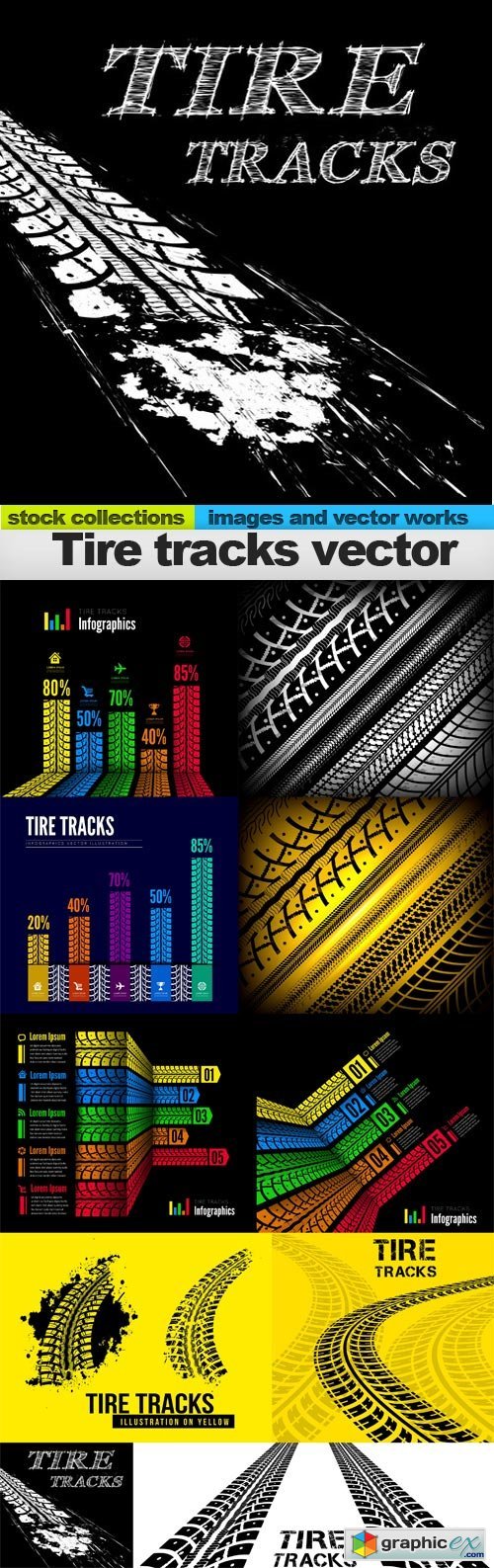 Tire tracks vector, 10 x EPS