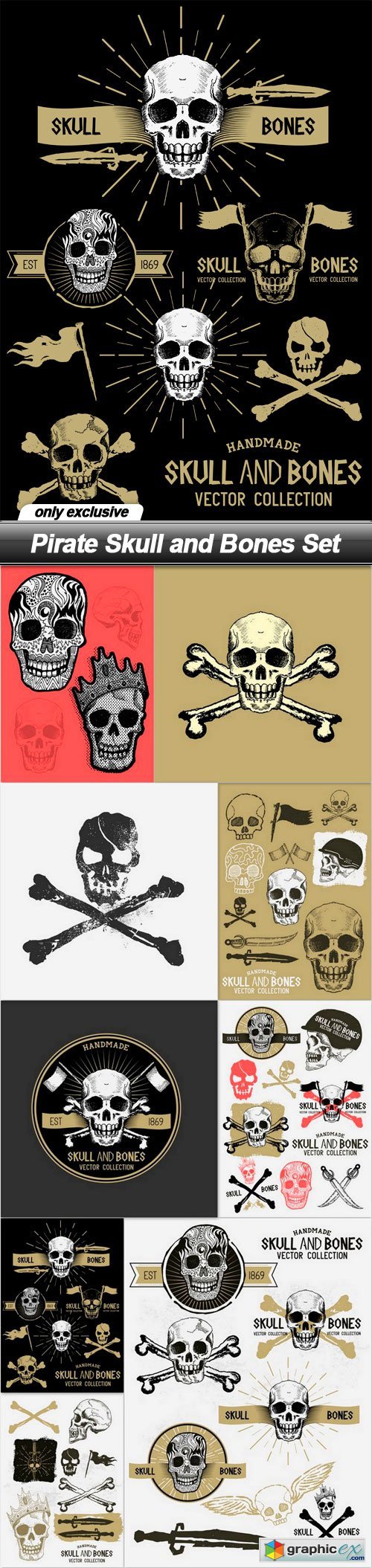 Pirate Skull and Bones Set - 9 EPS