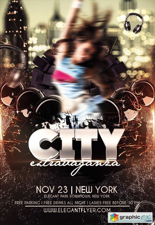 City Extravaganza Flyer PSD Template + Facebook Cover