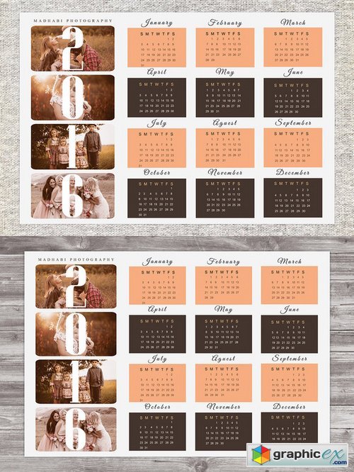 2016 Wall Calendar Template CA01