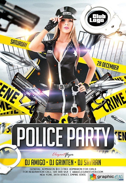 Police Party Flyer PSD Template + Facebook Cover