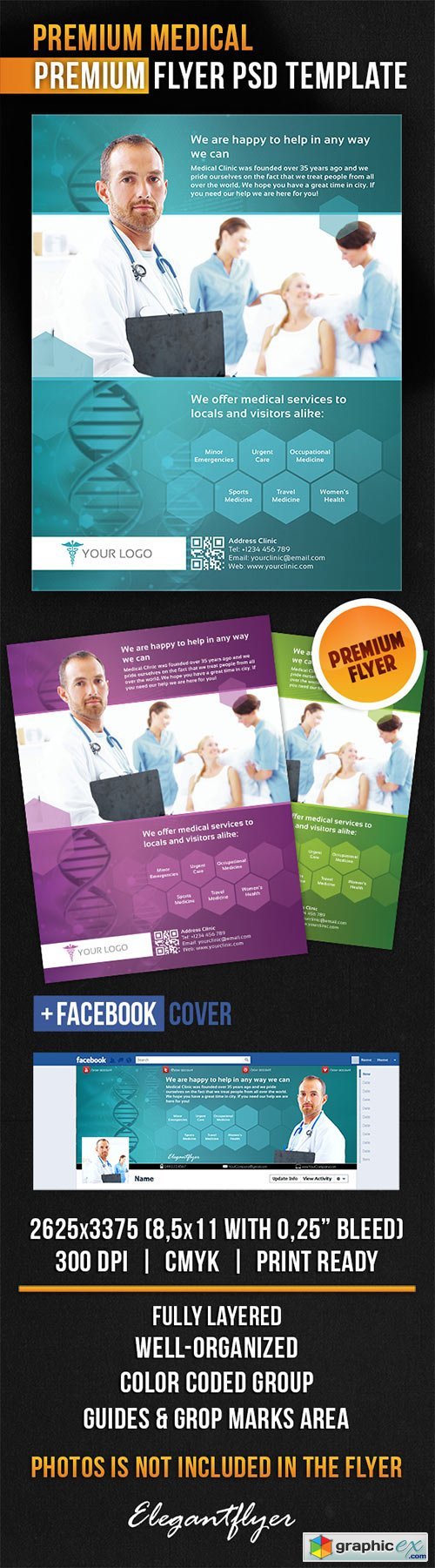 Premium Medical Flyer PSD Template + Facebook Cover