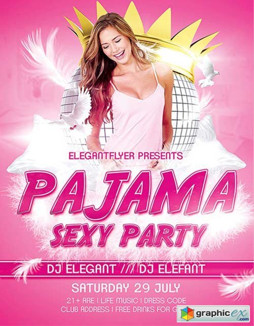 Pajama Sexy Party Flyer Template + Facebook Cover