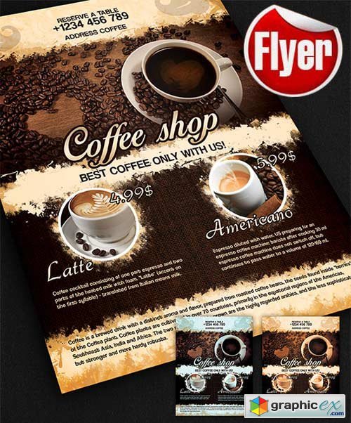 Coffee Shop Design V02 Flyer Template + Facebook Cover