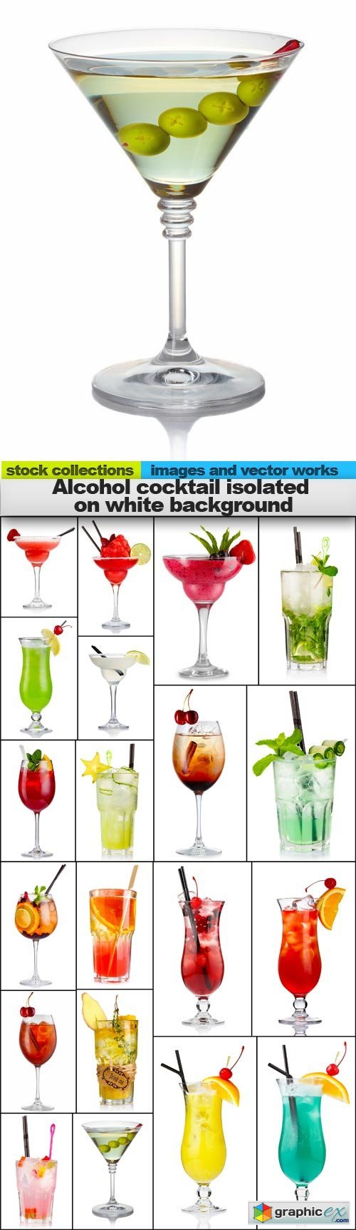 Alcohol cocktail isolated on white background, 20 x UHQ JPEG