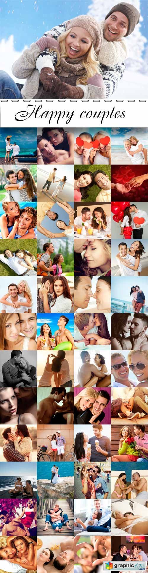Happy couples raster graphics collection
