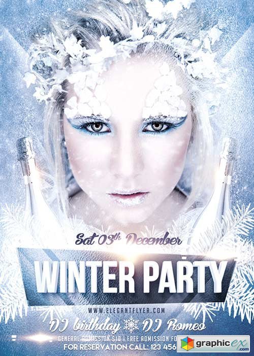 Winter Party 2 Flyer Template + Facebook Cover