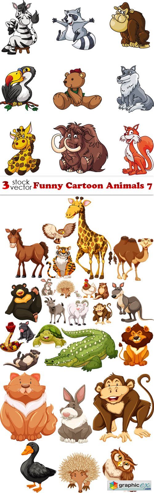 Vectors - Funny Cartoon Animals 7