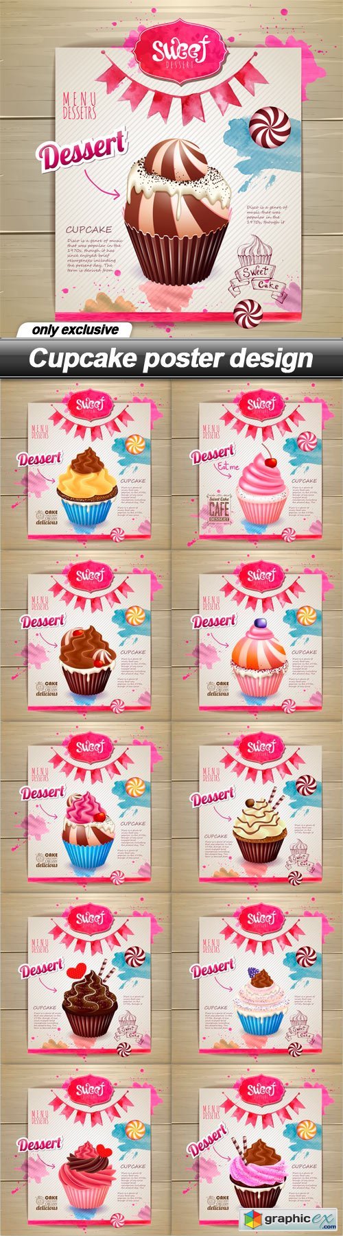 Cupcake poster design - 11 EPS