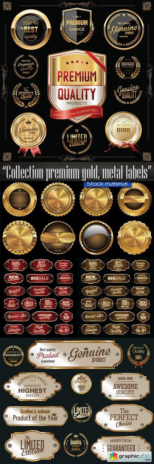 Collection premium gold, metal labels