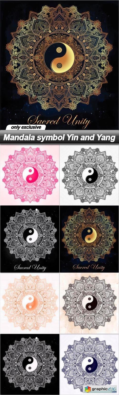Mandala symbol Yin and Yang - 8 EPS