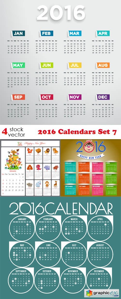 Vectors - 2016 Calendars Set 7