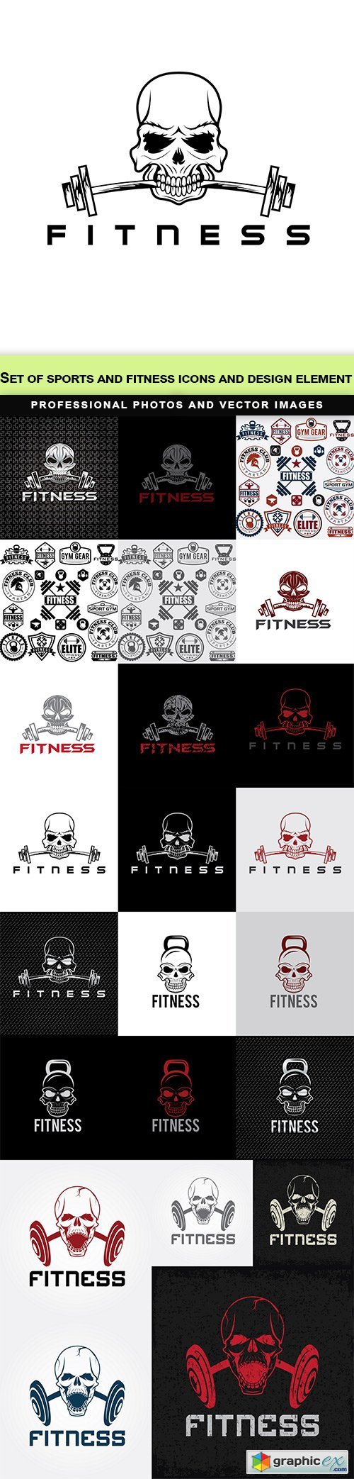 Set of sports and fitness icons and design element - 23 EPS