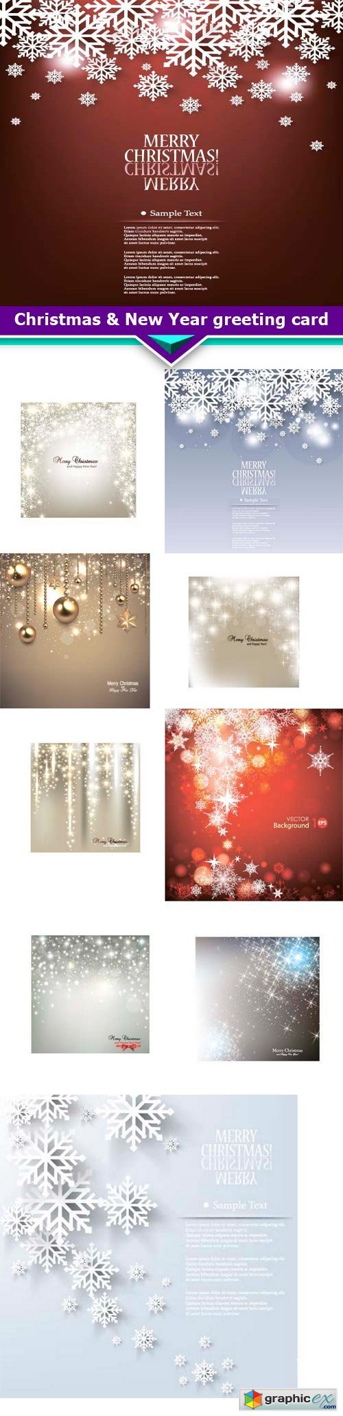Christmas & New Year greeting card 10x EPS