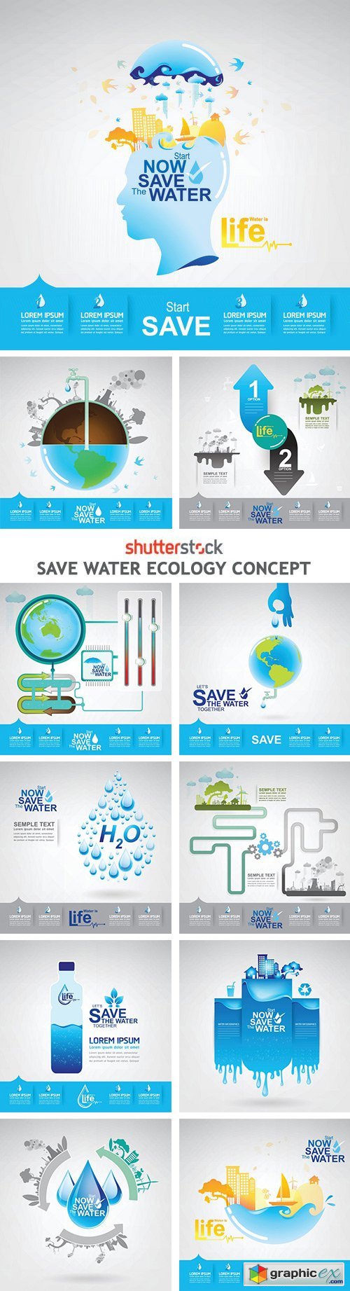 Save Water Ecology Concept - 25xEPS