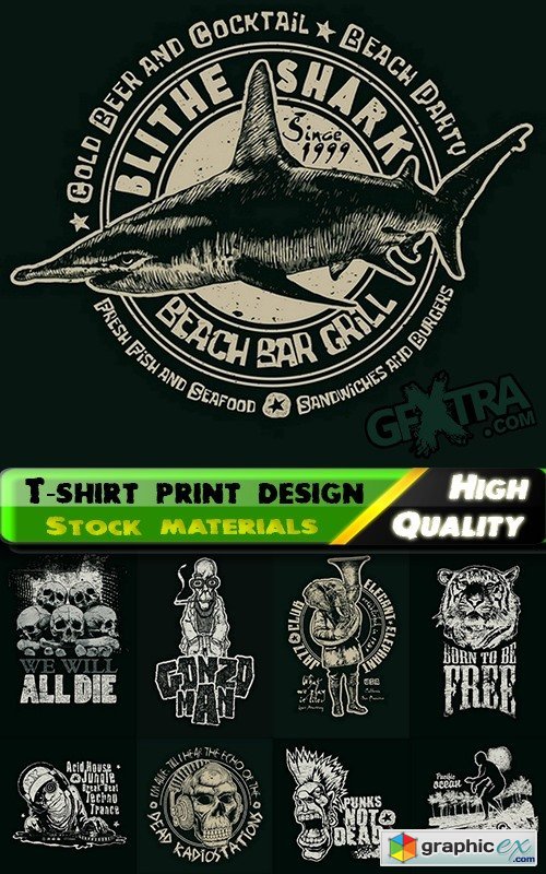 T-shirt print design in vector from stock - 25 Eps