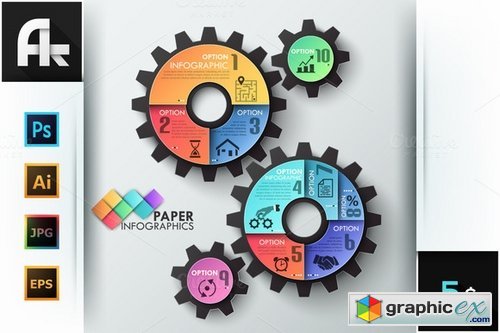 CM - Paper Infographic Gear Template 348208