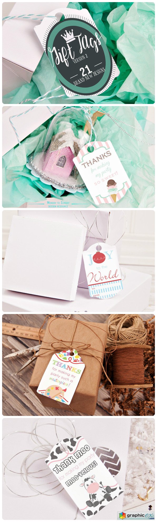 21 Gift Tags TWO FLAT Mockups