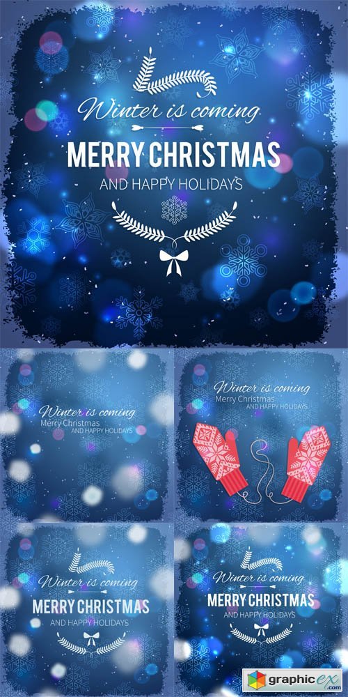 5 Happy New Year Cards with Bokeh Background