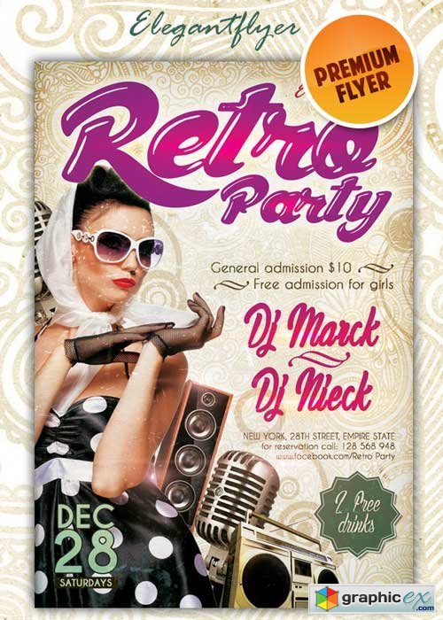 Retro Party flyer Template