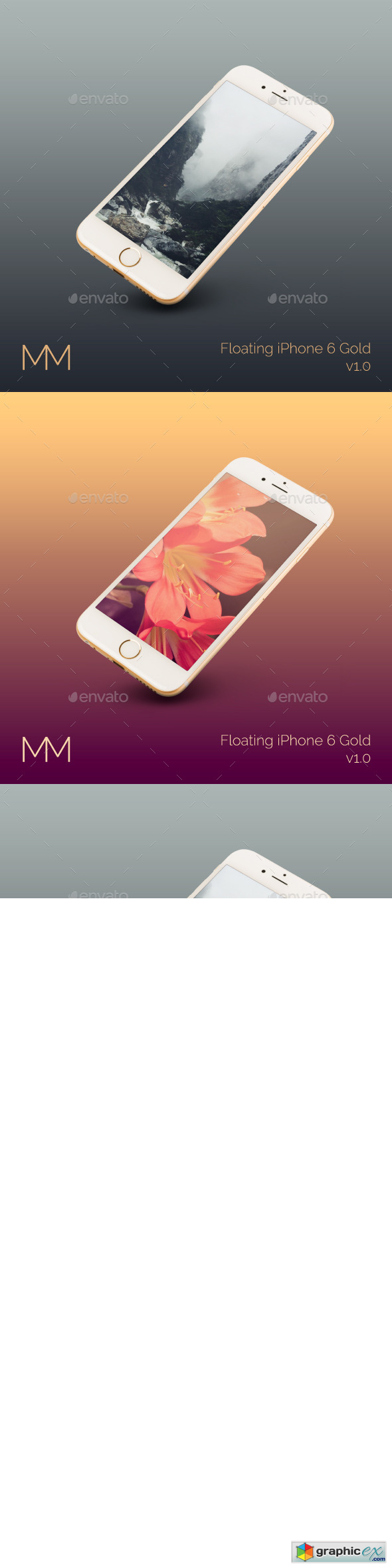 Floating iPhone 6 Gold MockUp