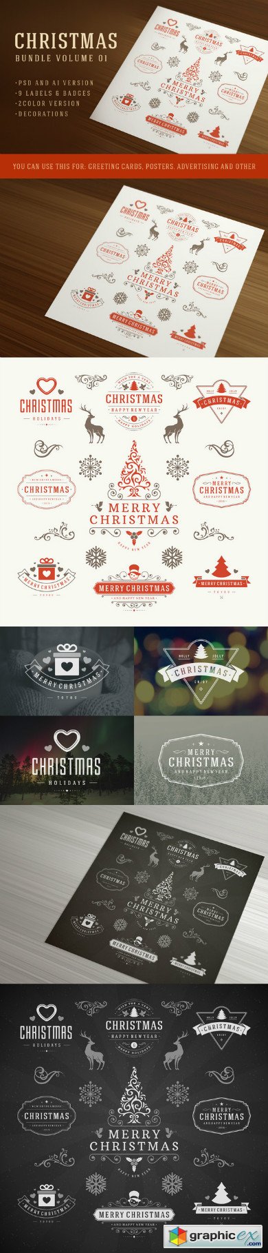 Christmas labels and badges