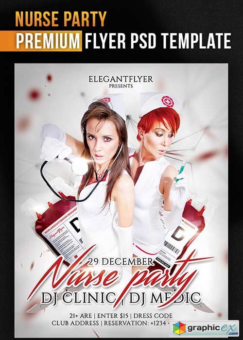 Nurse Party Flyer Template + Facebook Cover