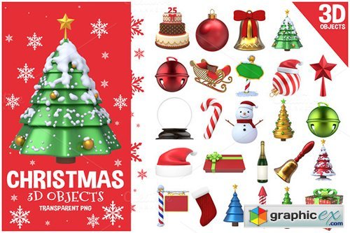 Christmas 3D Objects Set