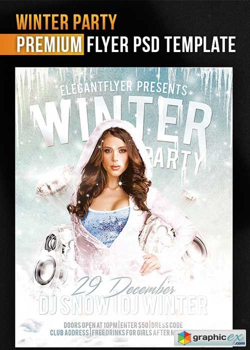 Winter Party Flyer Template + Facebook Cover