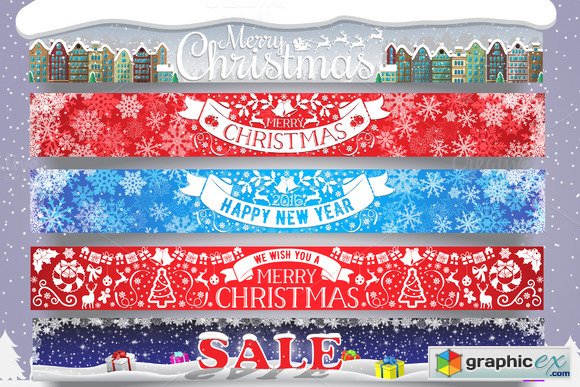 5 Christmas and New Year web banners