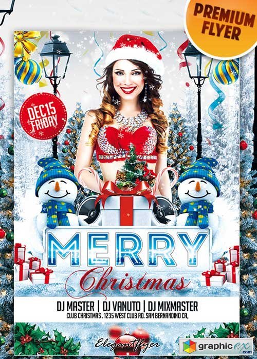 Merry Christmas Sexy Winter Premium Club flyer PSD Template
