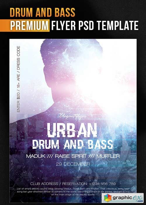 Drum And Bass Flyer PSD Template + Facebook Cover