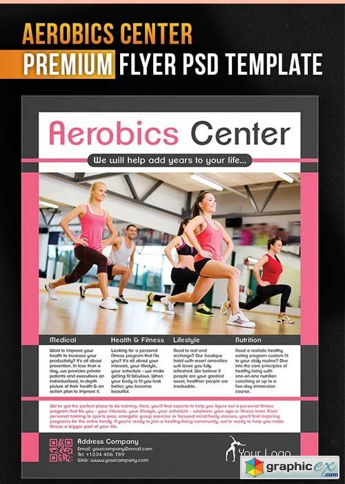 Aerobics Center Flyer PSD Template + Facebook Cover