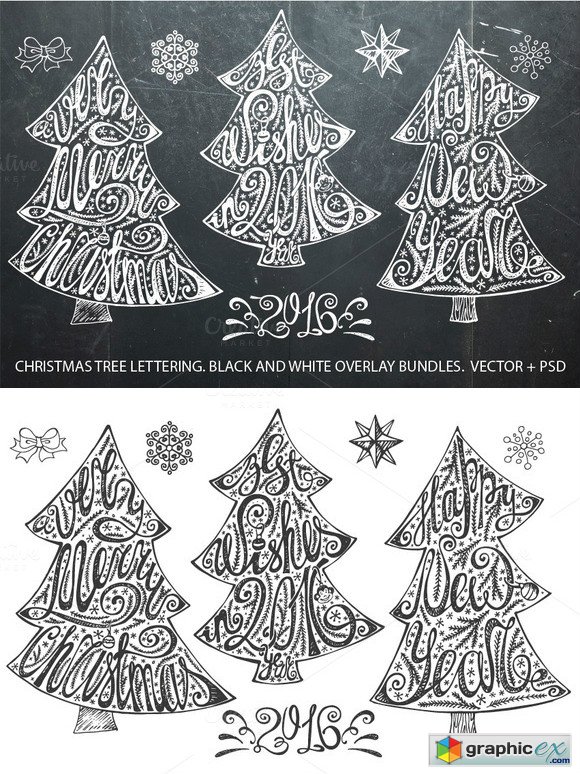 Christmas tree lettering set