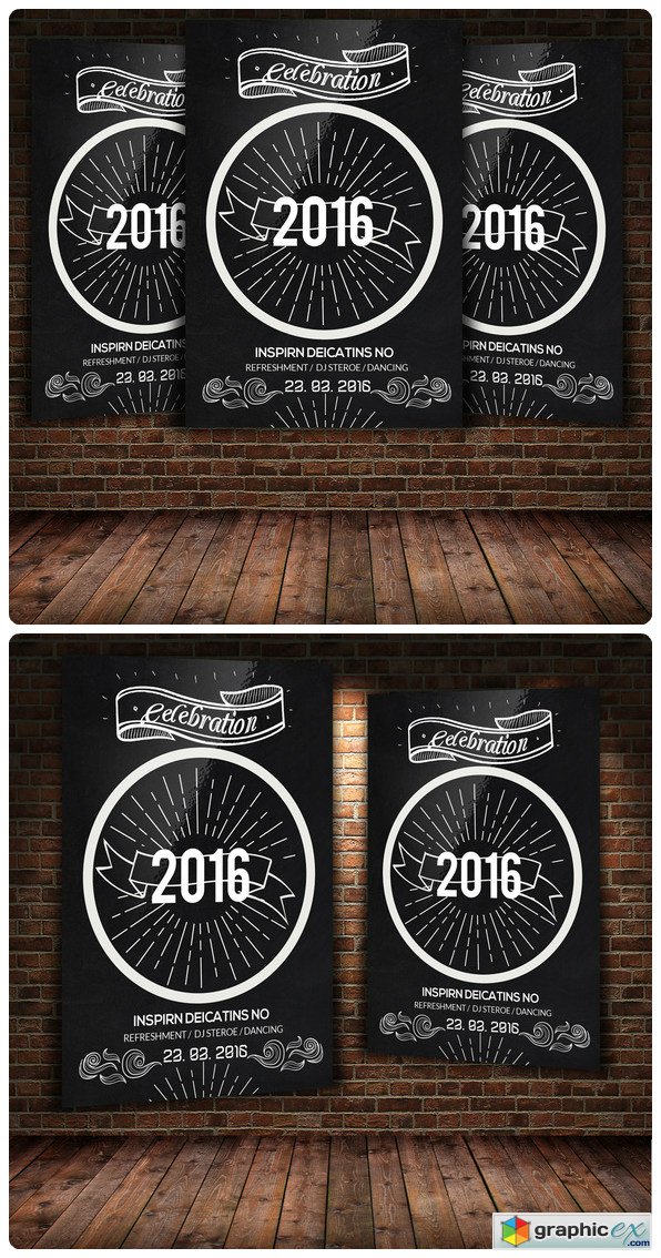 New Year Chalkboard Flyer Template