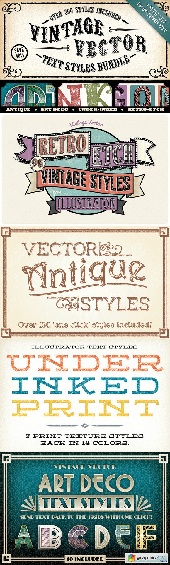 Vintage Vector Text Styles Bundle 123917