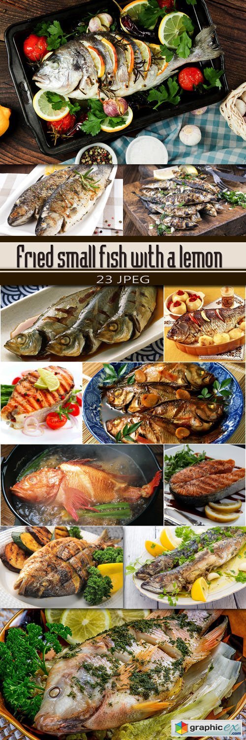 Fried small fish with a lemon