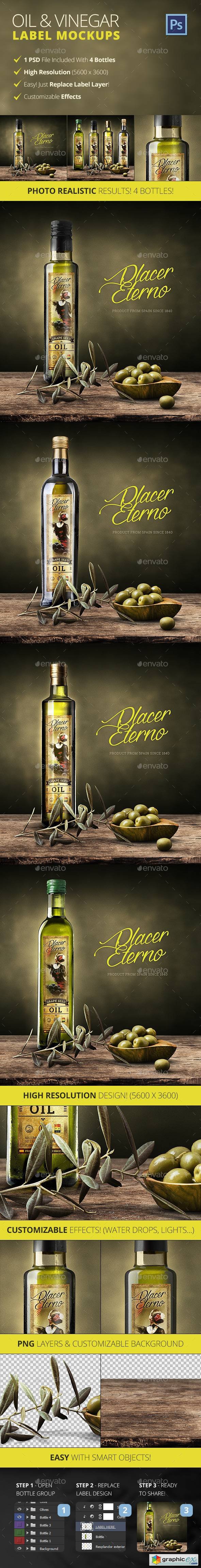 Olive Oil And Vinegar Bottle Label Mockup