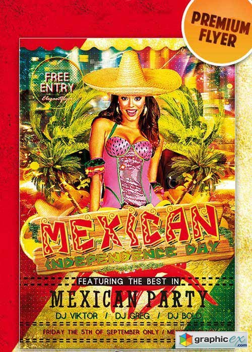 Mexican Party Premium Club flyer PSD Template