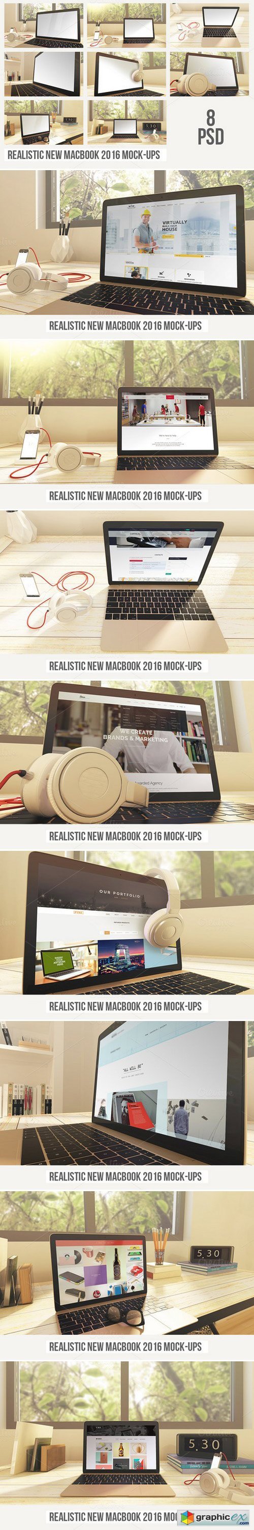 Realistic New MacBook 2016 Mock-Ups