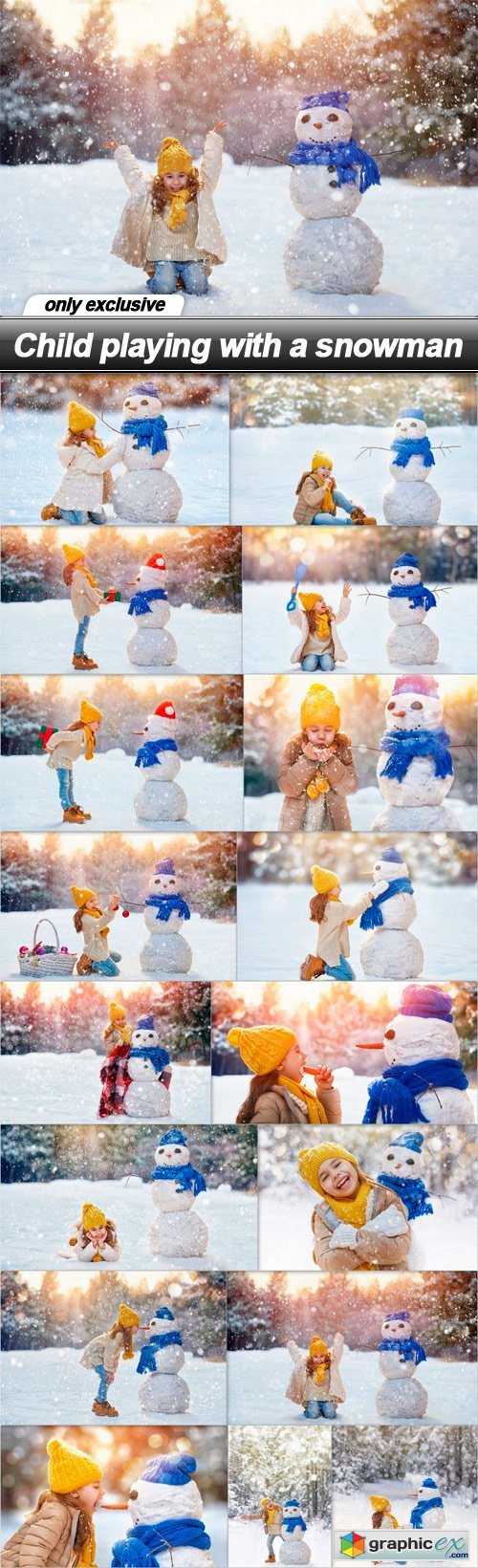 Child playing with a snowman - 17 UHQ JPEG