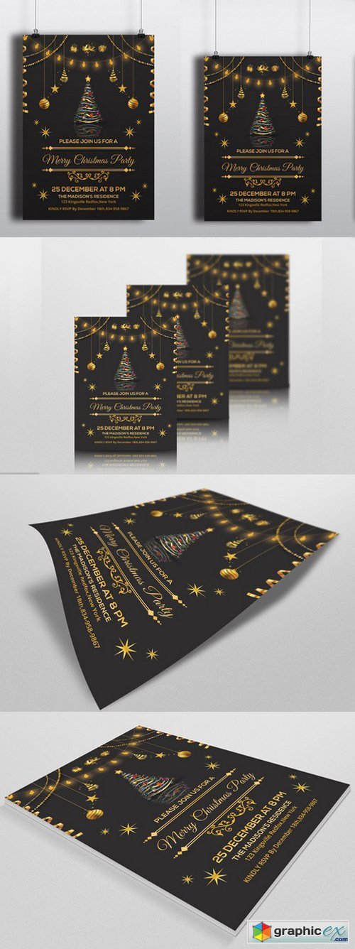 Golden Christmas Invitation -V118