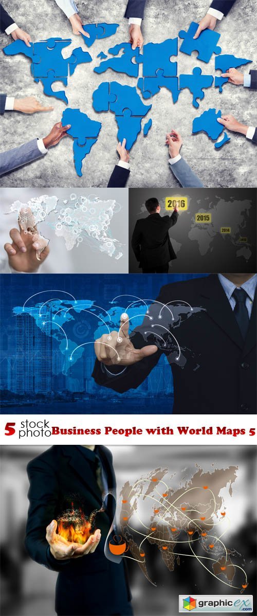  Photos - Business People with World Maps 5