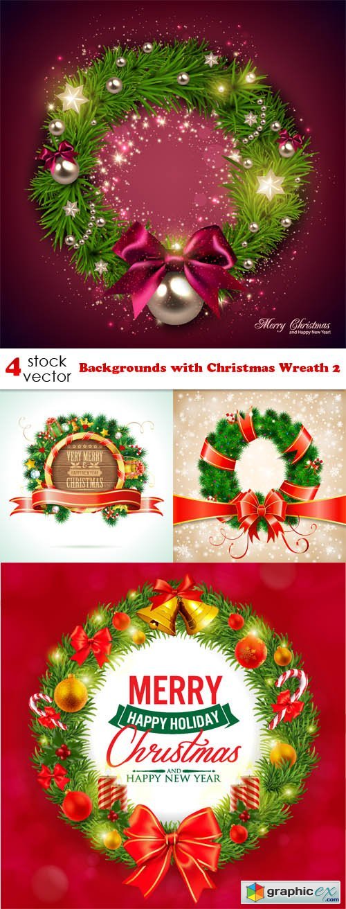 Vectors - Backgrounds with Christmas Wreath 2