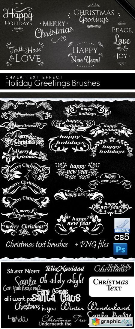 Christmas & Holiday Greetings Text Brushes
