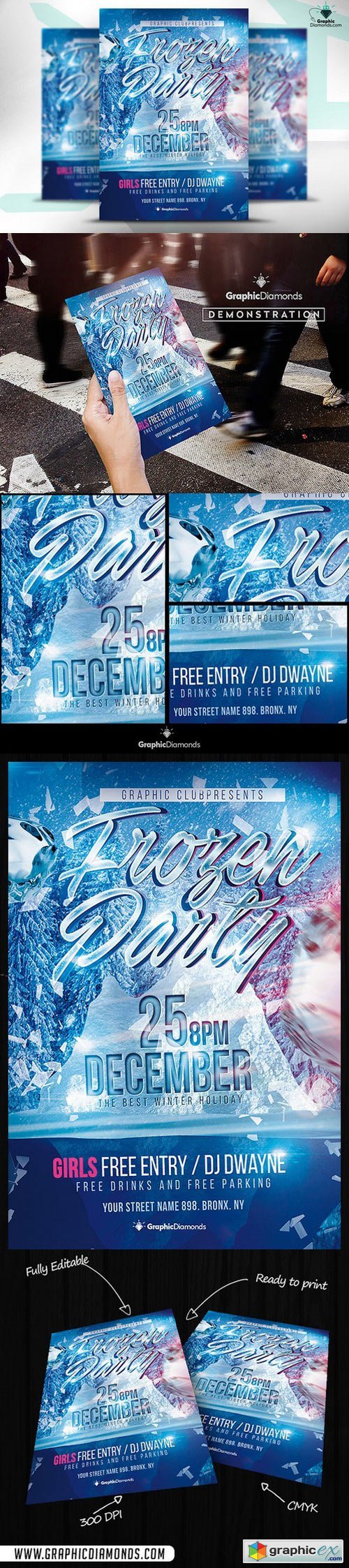 Frozen Party Flyer PSD