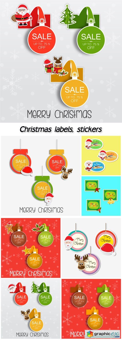Christmas labels, stickers vector
