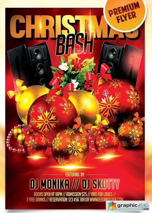 Christmas Bash Flyer PSD Template + Facebook Cover