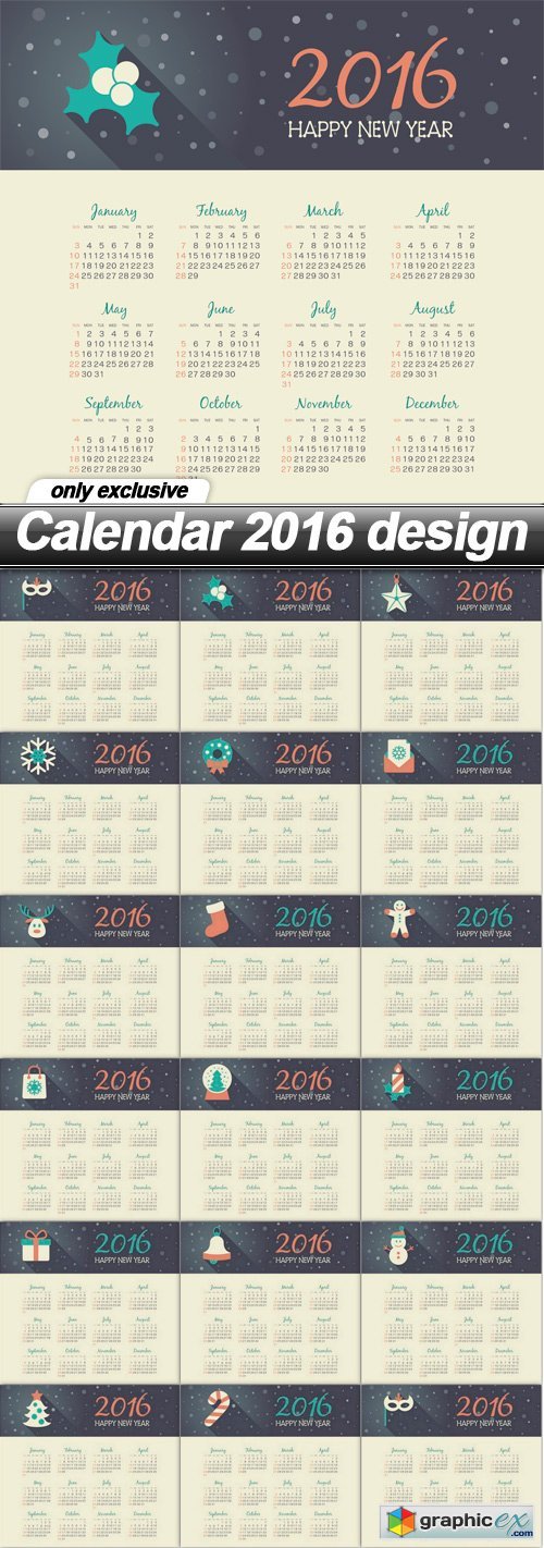  Calendar 2016 design - 17 EPS